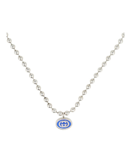 Gucci Sterling Silver Interlocking G Boule Necklace Silver