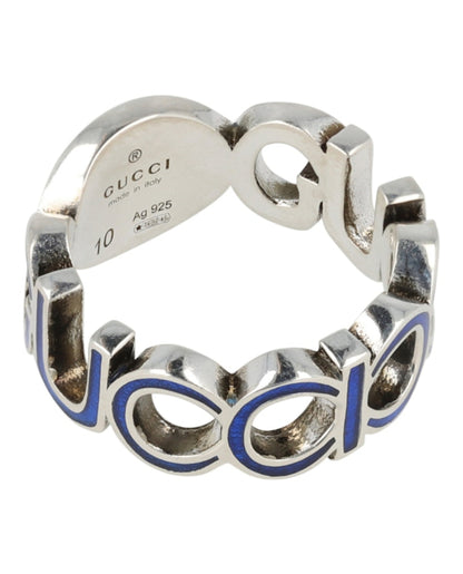 Gucci Sterling Silver Interlocking G Ring Silver/Blue