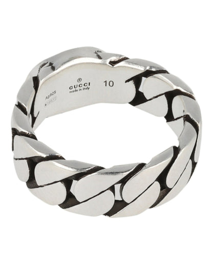 Gucci Sterling Silver Interlocking G Ring Silver/Green
