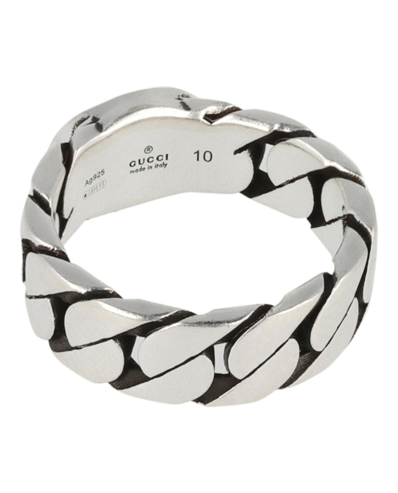 Gucci Sterling Silver Interlocking G Ring Silver/Green