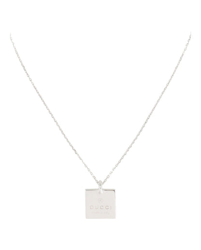 Gucci Sterling Silver Logo Pendant Necklace Silver