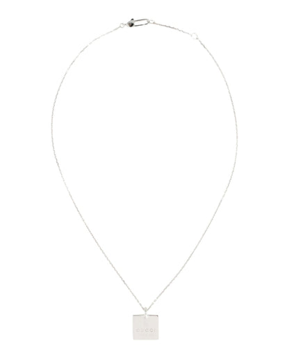 Gucci Sterling Silver Logo Pendant Necklace Silver