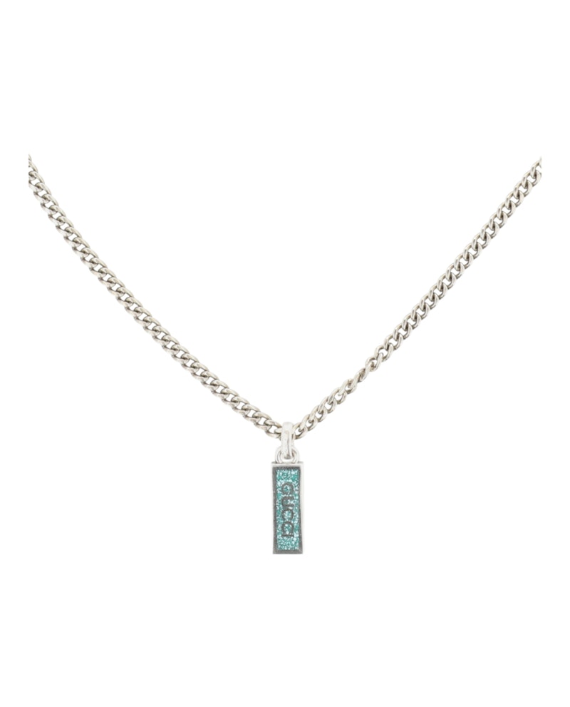 Gucci Sterling Silver Logo Plaque Necklace Silver