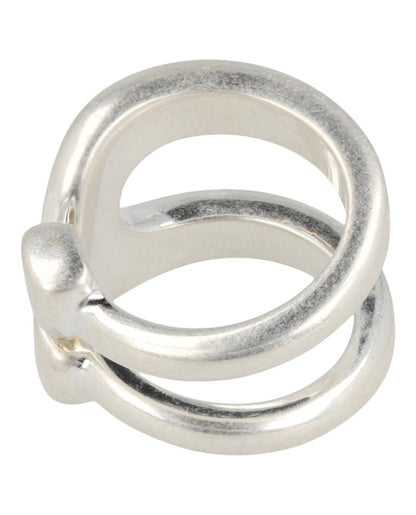 Gucci Sterling Silver Stirrup Wrapped Horsebit Ring Silver