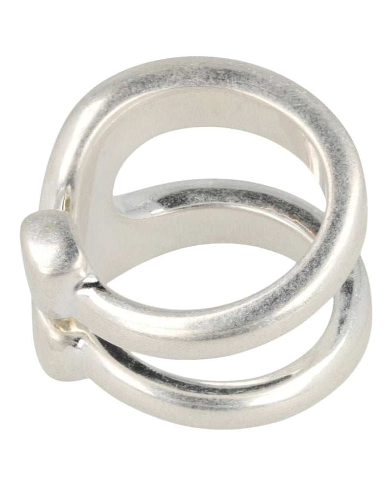 Gucci Sterling Silver Stirrup Wrapped Horsebit Ring Silver