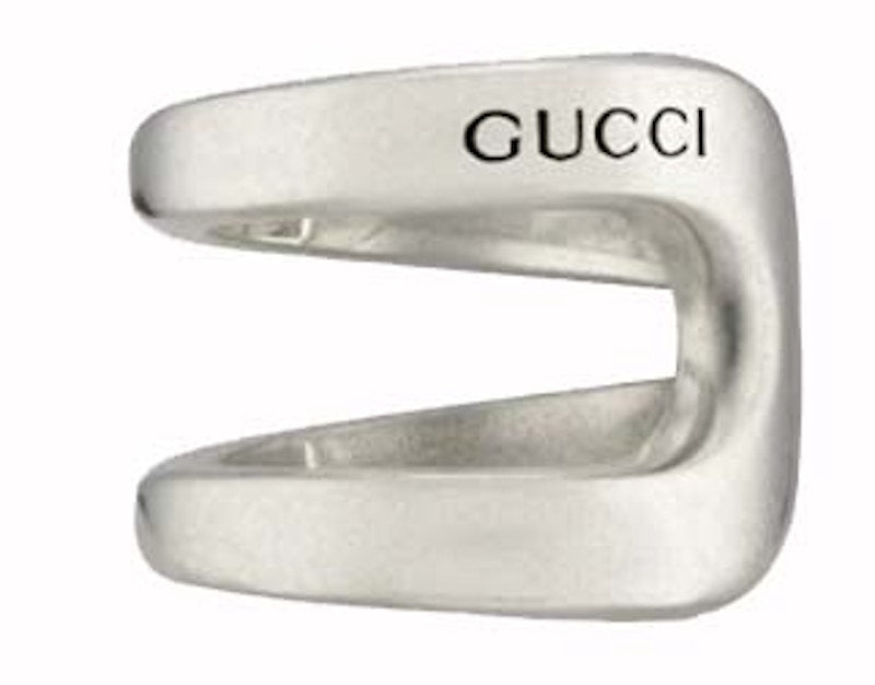 Gucci Sterling Silver Stirrup Wrapped Horsebit Ring Silver