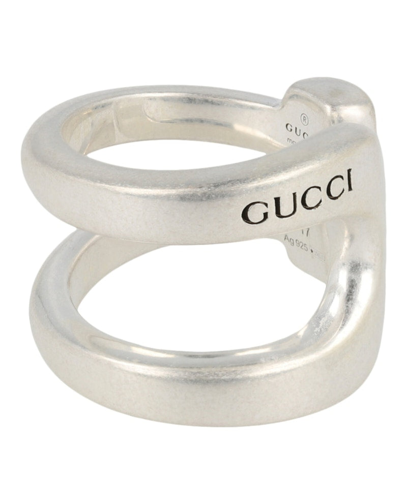 Gucci Sterling Silver Stirrup Wrapped Horsebit Ring Silver