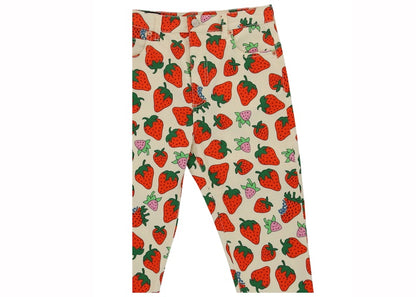 Gucci Strawberry Cotton Skinny Pant Ivory/Yellow
