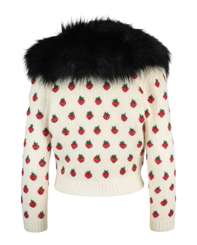 Gucci Strawberry Embroidered Sweater White