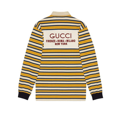 Gucci Striped Polo with Patch Yellow/Multicolor