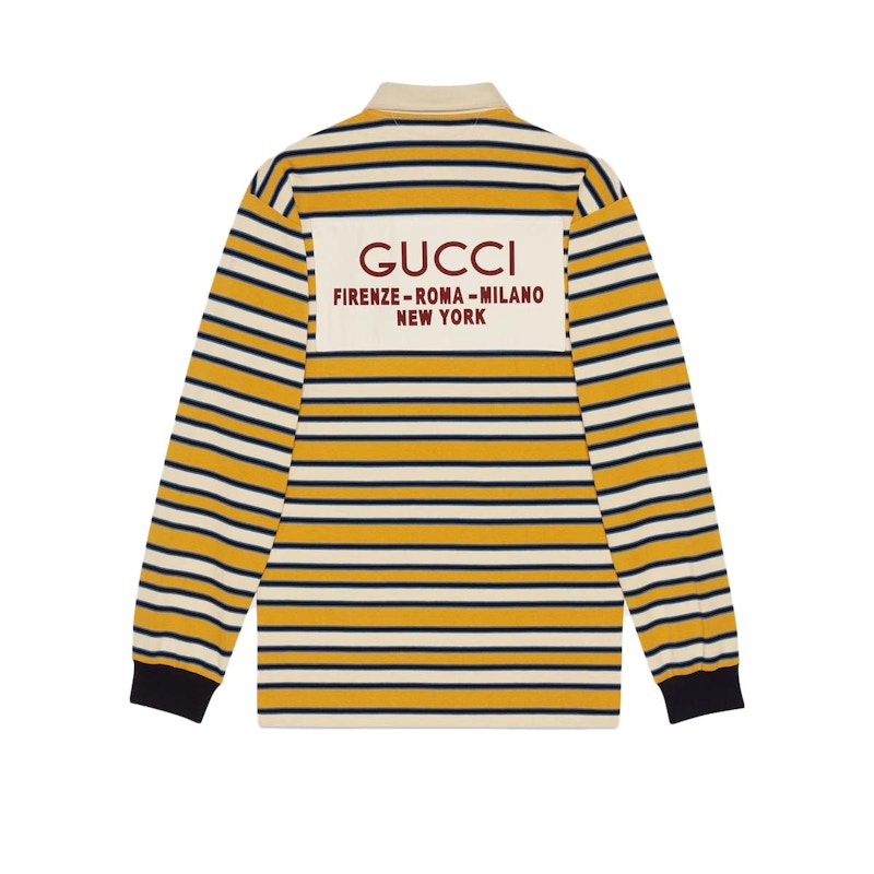 Gucci Striped Polo with Patch Yellow/Multicolor