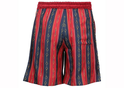 Gucci Striped Silk Bermuda Shorts Live Red