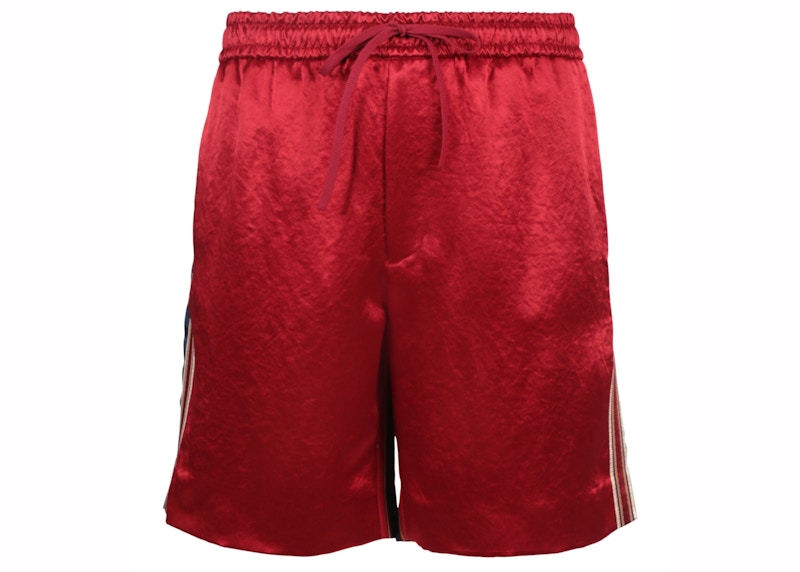 Gucci Striped Silk Bermuda Shorts Live Red