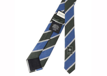 Gucci Striped Tie Blue/Black/Grey