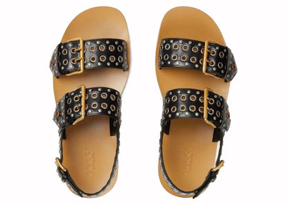 Gucci Studded Embellished Leather Sandals Black