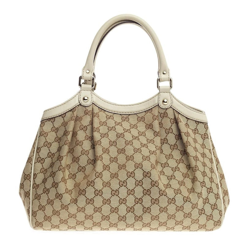 Gucci Sukey Tote GG Monogram GG Leather Charm Medium Brown/White