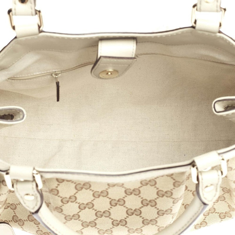 Gucci Sukey Tote GG Monogram GG Leather Charm Medium Brown/White