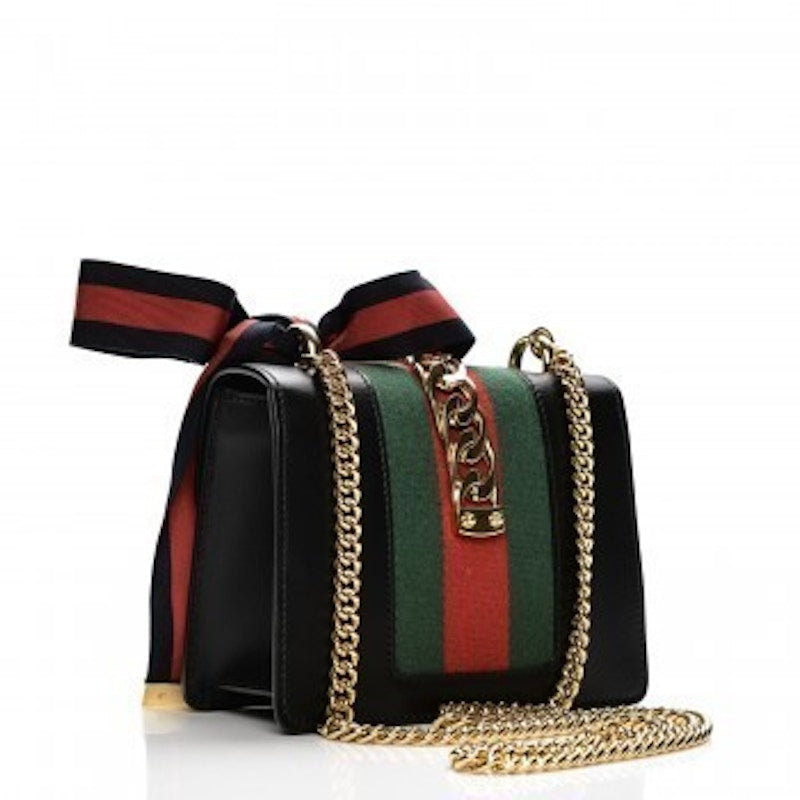 Gucci Sylvie Shoulder GG Web Stripe Mini Black/Red/Green