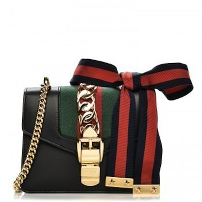 Gucci Sylvie Shoulder GG Web Stripe Mini Black/Red/Green