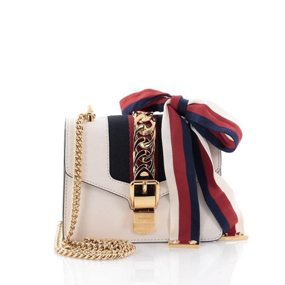 Gucci Sylvie Shoulder Bag Web Mini Off-White