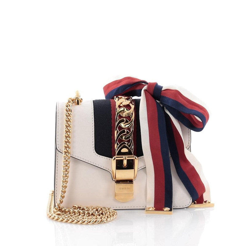 Gucci Sylvie Shoulder Bag Web Mini Off-White
