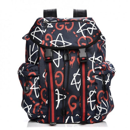 Gucci GucciGhost Techpack Backpack Graffiti Print Navy/Multicolor