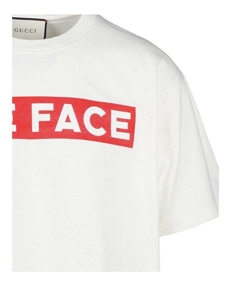 Gucci "The Face" Logo Crew Neck T-shirt Milk