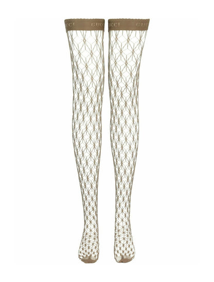Gucci Thigh-High Fishnet Socks Brown