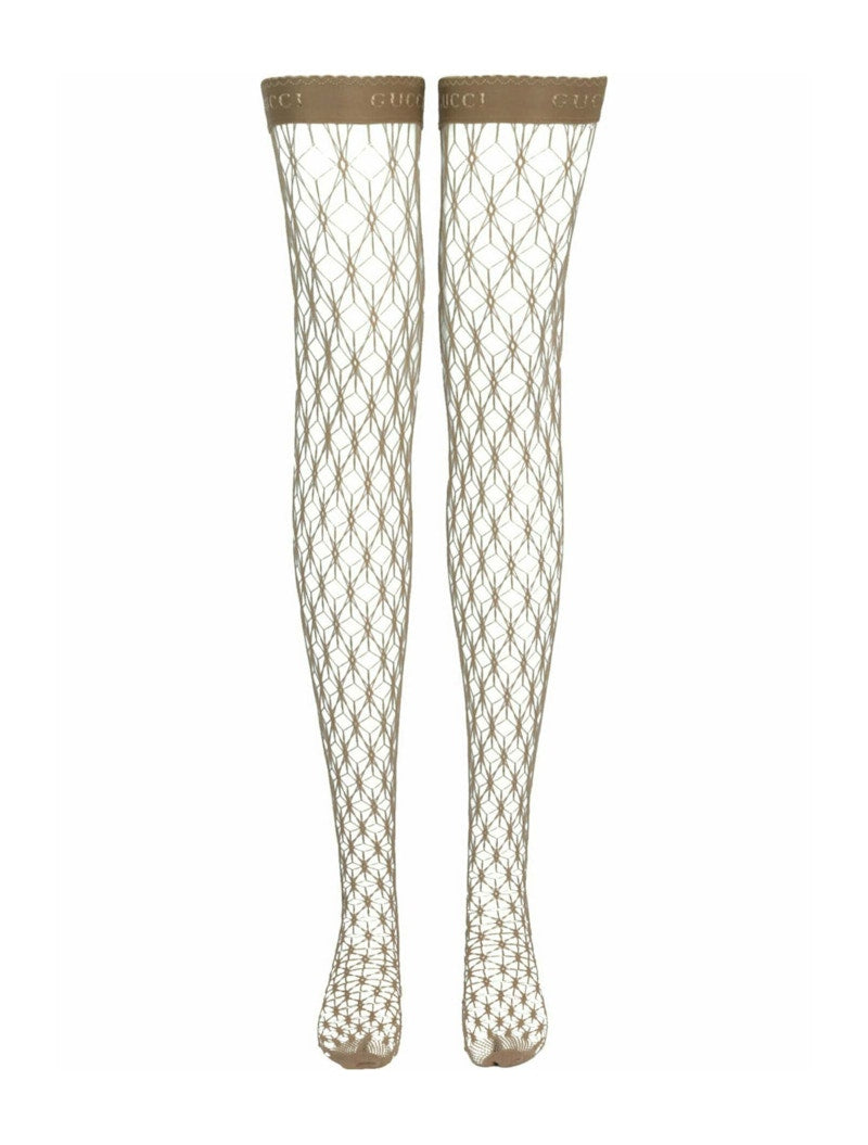 Gucci Thigh-High Fishnet Socks Brown