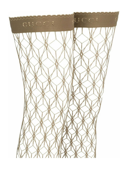 Gucci Thigh-High Fishnet Socks Brown