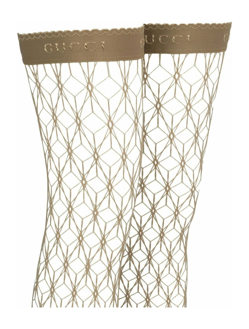 Gucci Thigh-High Fishnet Socks Brown