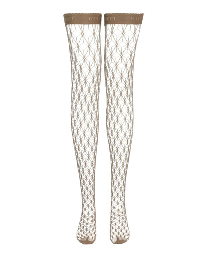 Gucci Thigh-High Fishnet Socks Brown