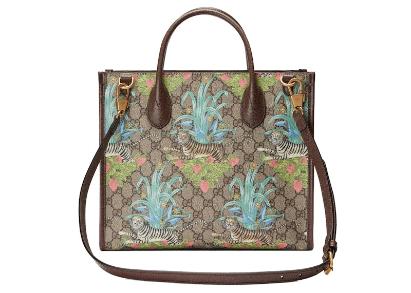 Gucci Tiger GG Small Tote Bag Beige/Ebony