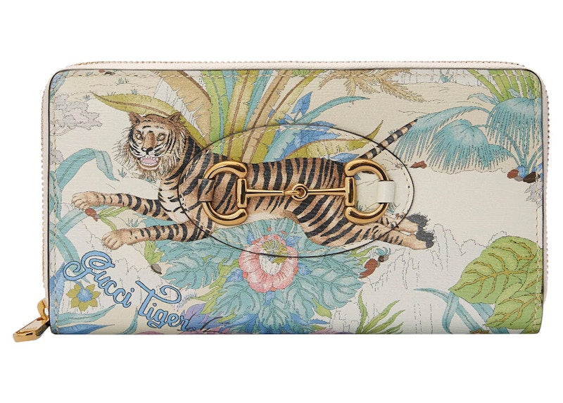 Gucci Tiger Horsebit 1955 Zip Wallet White