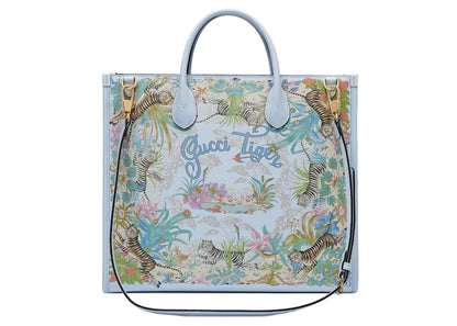 Gucci Tiger Medium Tote Bag Light Blue