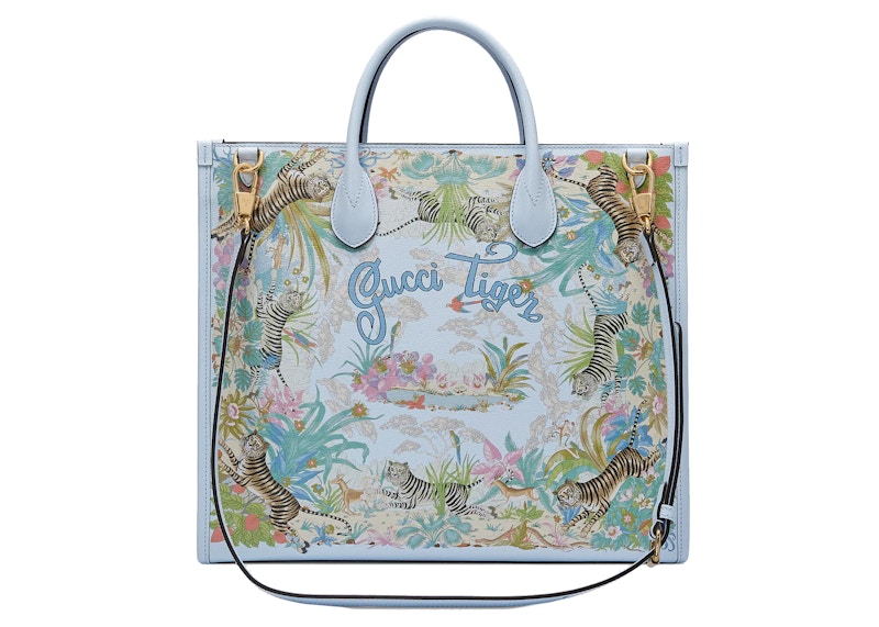 Gucci Tiger Medium Tote Bag Light Blue