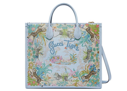 Gucci Tiger Medium Tote Bag Light Blue