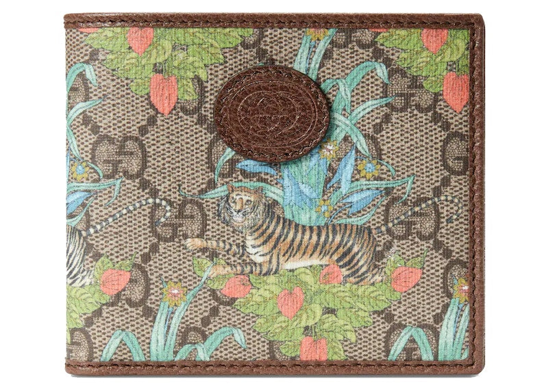 Gucci Tiger Print GG Wallet Beige/Ebony