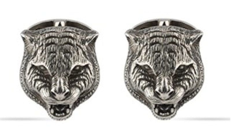 Gucci Tiger Sterling Silver Cufflinks Palladium Black Precious