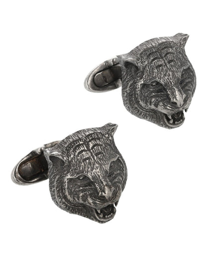 Gucci Tiger Sterling Silver Cufflinks Palladium Black Precious