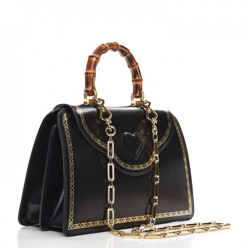 Gucci Bamboo Top Handle Frame Print/Tiger Head Black