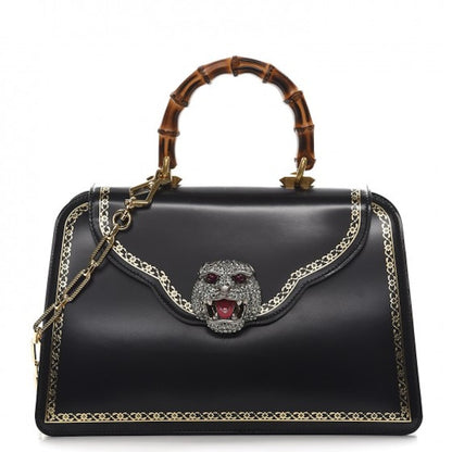 Gucci Bamboo Top Handle Frame Print/Tiger Head Black