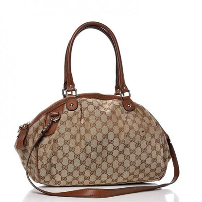 Gucci Sukey Boston Top Handle Monogram GG Medium Brown