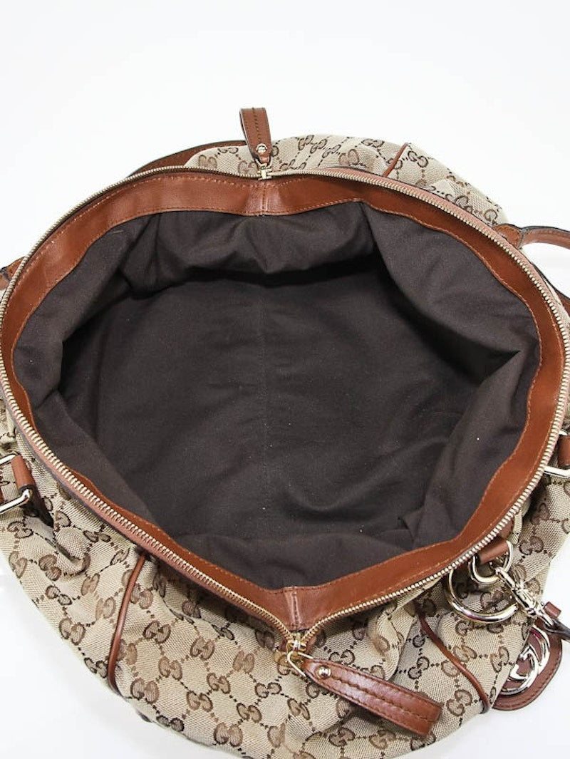 Gucci Sukey Boston Top Handle Monogram GG Medium Brown