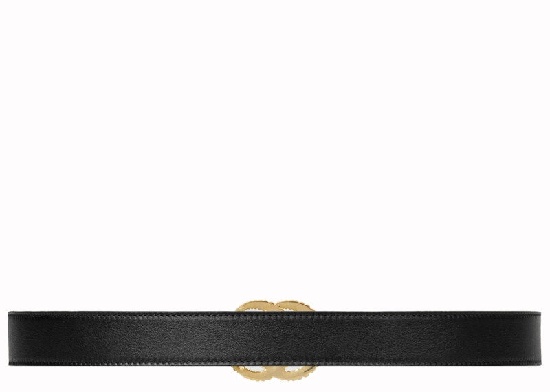 Gucci Torchon Double G Buckle Leather Belt 1W Black