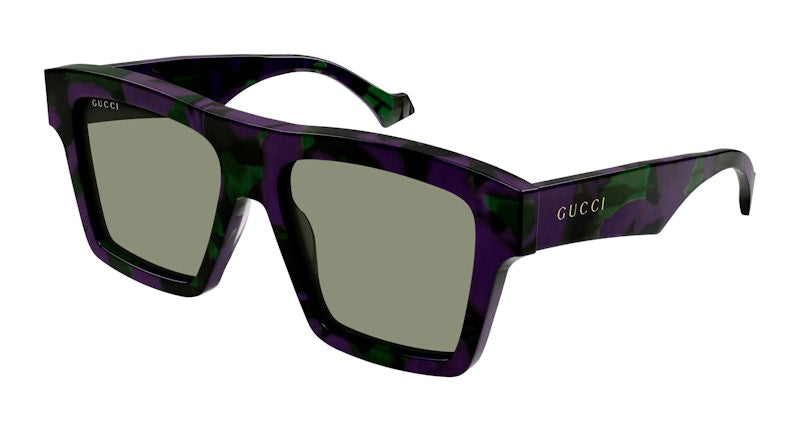 Gucci Tortoise Square Frame Sunglasses Havana/Purple/Green (GG0962S-014-FR)