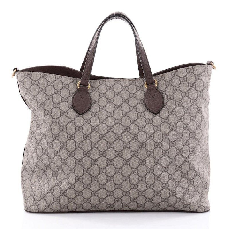 Gucci Convertible Tote Monogram GG Embroidered Medium Taupe/Brown/Orange/Green