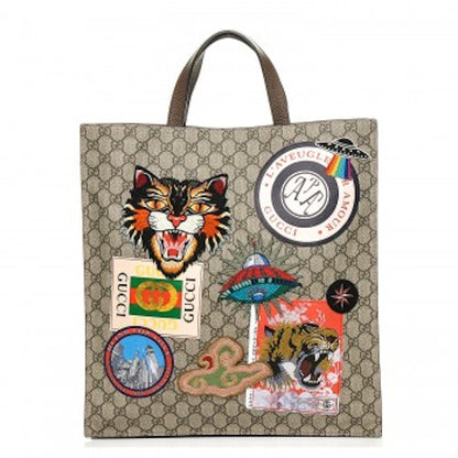 Gucci Courrier Tote GG Supreme Monogram Embroidered Brown/Dark Brown