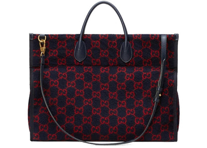 Gucci Tote GG Wool Blue/Red