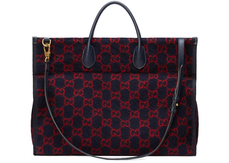 Gucci Tote GG Wool Blue/Red